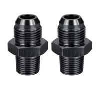 sourcing map 2Pcs AN8 Male Flare to 3/8" NPT Pipe Fitting, Aluminum Straight Male Union Coupler Connector Fuel Hose Adapter for Automotive, Black