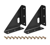 sourcing map 2Pcs Angle Corner Brackets 86mm x 86mm, Cold Rolled Steel Braces Joining Support with Screws for Desk Bed Edge (Black)