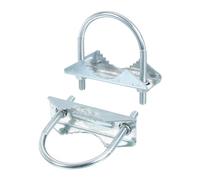 sourcing map 2pcs Antenna Mast Cross-Over Bracket Kit U-Bolt Clamp Mounting Hardware V Jaw Bracket for Outdoor Antenna, M6x52x75mm