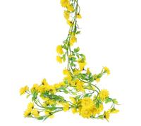 sourcing map 2pcs Artificial Daisies Flowers Garland Vine Silk Wildflower Garland Fake Hanging Flowers Green Leaves for Wall Party Wedding Arch Floral Decor Home, Yellow