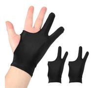 sourcing map 2pcs Artist Drawing Glove, 3-Layer Breathable Graphics Painting Glove with Two Fingers for Right Left Graphic Digital Tablet Paper Sketching (Size M), Black
