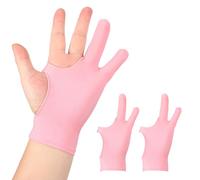 sourcing map 2pcs Artist Drawing Glove, Breathable Graphics Painting Glove with Two Fingers for Right Left Graphic Digital Tablet Paper Sketching (Size L), Pink
