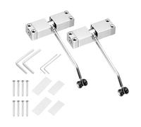 sourcing map 2Pcs Automatic Spring Door Closers, 304 Stainless Steel Surface Mount Silent Pulley Gate Closer, Adjustable Safety Door Self-Closing Hinge for Residential, Commercial Use, Silver