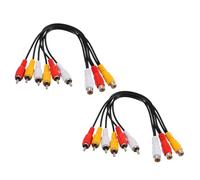 sourcing map 2pcs AV Audio Video Splitter Cable, 3 RCA Female Plug to 6 RCA Male Jack 25cm Composite Video Splitter Adapter Output Cables Cords