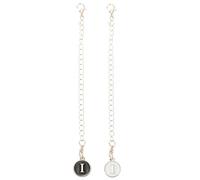 sourcing map 2pcs Bag Hanging Chain Gold Decorative I Letter Charm Chain Strap for Women Bags, Jewelry Bracelet DIY Craft Purse Making, White & Black