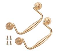 sourcing map 2pcs Bail Pull Handle, 4 Inch Bail Drawer Pull Swing Drawer Pulls, 81mm/3.2 Inch Hole Centers, for Wooden Drawer Dresser Cupboard Champagne Gold