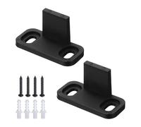 sourcing map 2pcs Barn Door Floor Guide, POM Universal Sliding Barn Door Hardware, Flat Bottom Track Guide Swing Stopper Fit for Bypass Closet Pocket Doors Non-Slotted Floor Guide, Black