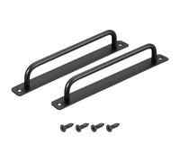 sourcing map 2Pcs Barn Door Handles, 224mm / 9 Inch Hole Center Sliding Gate Door Pull Handle Aluminum Alloy Cabinet Handles with Base and Screws for Kitchen Bathroom Wardrobe Closet (Black)