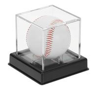 sourcing map 2pcs Baseball Display Case with Wooden Base, Acrylic Baseball Display Cube Dust Clear Baseball Holders for Autographed Baseball, Memorabilia Baseball Clear Display Case
