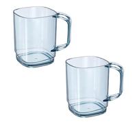 sourcing map 2Pcs Bathroom Tumbler, 380ml (12.85 Oz) Toothbrush Cups with Storage Unbreakable Plastic Mouthwash Cup Reusable Toothpaste Holder for Home Daily Drinking Tooth Washing, Blue