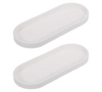 sourcing map 2Pcs Bathroom Vanity Tray, 11.8" x 5" Oval Silicone Soap Dispenser Trays, Shatterproof Kitchen Sink Organizer for Soaps Keys Candle Trinket, White
