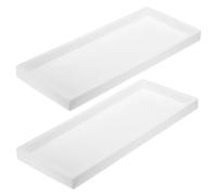 sourcing map 2Pcs Bathroom Vanity Tray, 11.8" x 5" Silicone Soap Dispenser Trays, Shatterproof Kitchen Sink Organizer for Soaps Keys Candle Trinket, White