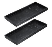 sourcing map 2Pcs Bathroom Vanity Tray, 11.8" x 5" Silicone Soap Dispenser Trays, Shatterproof Kitchen Sink Organizer for Soaps Keys Candle Trinket, Marble Black