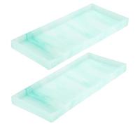 sourcing map 2Pcs Bathroom Vanity Tray, 11.8" x 5" Silicone Soap Dispenser Trays, Shatterproof Kitchen Sink Organizer for Soaps Keys Candle Trinket, Emerald Green