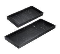 sourcing map 2Pcs Bathroom Vanity Tray, 7.9" & 11.8" Silicone Soap Dispenser Trays, Shatterproof Kitchen Sink Organizer for Soaps Keys Candle Trinket, Marble Black