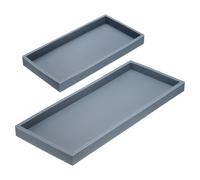 sourcing map 2Pcs Bathroom Vanity Tray, 7.9" & 11.8" Silicone Soap Dispenser Trays, Shatterproof Kitchen Sink Organizer for Soaps Keys Candle Trinket, Gray