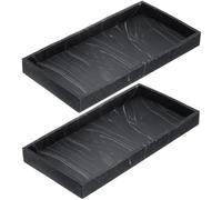 sourcing map 2Pcs Bathroom Vanity Tray, 7.9" x 3.9" Silicone Soap Dispenser Trays, Shatterproof Kitchen Sink Organizer for Soaps Keys Candle Trinket, Marble Black