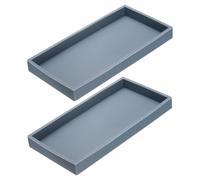 sourcing map 2Pcs Bathroom Vanity Tray, 7.9" x 3.9" Silicone Soap Dispenser Trays, Shatterproof Kitchen Sink Organizer for Soaps Keys Candle Trinket, Gray