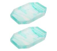 sourcing map 2Pcs Bathroom Vanity Tray, 7.9" x 6" Octagon Silicone Soap Dispenser Trays, Shatterproof Kitchen Sink Organizer for Soaps Keys Candle Trinket, Emerald Green
