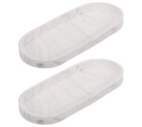 sourcing map 2Pcs Bathroom Vanity Tray, 9.8" x 4" Oval Silicone Soap Dispenser Trays, Shatterproof Kitchen Sink Organizer for Soaps Keys Candle Trinket, Marble White