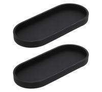 sourcing map 2Pcs Bathroom Vanity Tray, 9.8" x 4" Oval Silicone Soap Dispenser Trays, Shatterproof Kitchen Sink Organizer for Soaps Keys Candle Trinket, Black