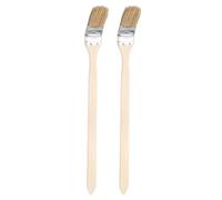 sourcing map 2pcs Bent Radiator Paint Brush 1.5" Width Curved Wall Paint Soft Bristle Brushes with Long Wood Handle for DIY Paint Flat Art Furniture Cabinet Fences Deck Wall Trim, Brown