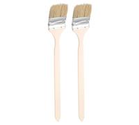sourcing map 2pcs Bent Radiator Paint Brush 2.5" Width Curved Wall Paint Soft Bristle Brushes with Long Wood Handle for DIY Paint Flat Art Furniture Cabinet Fences Deck Wall Trim, Brown
