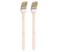 sourcing map 2pcs Bent Radiator Paint Brush 2" Width Curved Wall Paint Soft Bristle Brushes with Long Wood Handle for DIY Paint Flat Art Furniture Cabinet Fences Deck Wall Trim, Brown