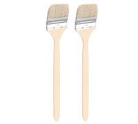 sourcing map 2pcs Bent Radiator Paint Brush 3" Width Curved Wall Paint Soft Bristle Brushes with Long Wood Handle for DIY Paint Flat Art Furniture Cabinet Fences Deck Wall Trim, Brown