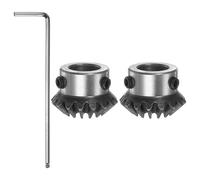 sourcing map 2pcs Bevel Gear 1.5M 16 Teeth 12mm Shaft Hole 1:1 Tapered Bevel Pinion Gear 45# Steel 1.5 Module 90 Degree Steering Gear with M5 Fixing Hole, for Hardware Mechanical Rotation