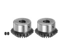 sourcing map 2pcs Bevel Gear 2M 20 Teeth 17mm Shaft Hole 1:1 Tapered Bevel Pinion Gear 45# Steel 2 Module 90 Degree Steering Gear, for Hardware Mechanical Rotation, with 5mm Keyway