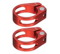 sourcing map 2pcs Bike Seat Post Clamp 31.8mm Clip Aluminum Alloy Bicycle Locking Seat Post Ring with M4 Hex Screw for 27.2 to 28.6mm Bicycle Mountain Road Bike Tube, Red