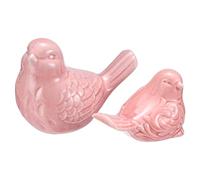 sourcing map 2Pcs Bird Statues, 3.9 Inch and 3.2 Inch Small Ceramic Birds Figurines Bird for Home Decor Modern Home Small Animal Statues for Office Bookshelf Bedroom Living Room, Pink
