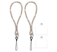 sourcing map 2Pcs Bling Wristlet Keychain, Full Rhinestone Wristlet Lanyard, Sparkly Replacement Lanyard with Tether Tab for Women, Phone Wallet, Credit Card Holder, Champagne