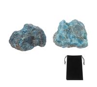 sourcing map 2Pcs Blue Phosphate Stone Rough Crystals, Crystal Rocks Stone Real Raw Gemstones with Velvet Bag for Vase Filler Landscape Bottom Decoration Home Collection Decor DIY Project