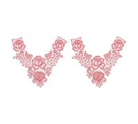 sourcing map 2Pcs Bodice Lace Applique, 12.6 x 12.6 Inch Embroidery Lace Applique Neckline Sew on Patches Edge for DIY Sewing Crafts Clothing Wedding Dress Decoration, Bean Paste Pink