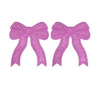 sourcing map 2Pcs Bow Chenille Patches, Iron on Patches Cute Side Bow Embroidered Applique Patch 5" for DIY Clothing Fabric Clothing Hats Shoes Bags, Purple