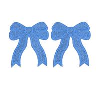 sourcing map 2Pcs Bow Chenille Patches, Iron on Patches Cute Side Bow Embroidered Applique Patch 5" for DIY Clothing Fabric Clothing Hats Shoes Bags, Blue