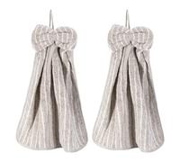sourcing map 2Pcs Bow Hand Towels with Hanging Loop, 14.2" x 11.8" Soft Coral Fleece Microfiber Bowknot Hanging Hand Dry Towels Quick Dry and Washable for Home Bathroom Kitchen, Coffee