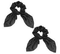 sourcing map 2Pcs Bow Scrunchies, Bow Hair Ties Polyester Satin Ribbon Elastic Hair Ties with Knotted Ponytail Scarf Holders Bowknot Accessories for Women Girls Daily Wear Party, Black
