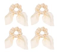 sourcing map 2Pcs Bow Scrunchies, Bow Hair Ties Polyester Satin Ribbon Elastic Hair Ties with Knotted Ponytail Scarf Holders Bowknot Accessories for Women Girls Daily Wear Party, Milky White