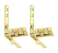 sourcing map 2Pcs Box Quadrant Hinge, 30.5x40mm Box Hinge Cases with Side Rail Retaining Arm 90 Degree Folding Support Hinges for Jewelry Wine Wooden Box, Imitation Gold