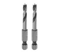 sourcing map 2pcs Brad Point Drill Bits 3/16" Dia 1/4" Hex Shank Stubby Drill Bit High-Speed Steel 1.34" Working Length Spiral Twist Drilling Tool for Woodworking Plywood Plastic