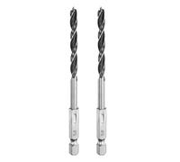 sourcing map 2pcs Brad Point Drill Bits Set 1/5" Dia High Carbon Steel Spiral Wood Twist Drill Bits with 1/4" Hex Shank for Drilling Softwood Hardwood Composite Wood MDF Plywood Particleboard