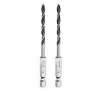 sourcing map 2pcs Brad Point Drill Bits Set 5/32" Dia High Carbon Steel Spiral Wood Twist Drill Bits with 1/4" Hex Shank for Drilling Softwood Hardwood Composite Wood MDF Plywood Particleboard