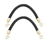 sourcing map 2Pcs Braided Purse Straps, 11.8 Inch PU Leather Handbag Handles Braided Leather Short Handbag Strap Replacement with Spring Buckle for DIY Handbags Purse Making, Black