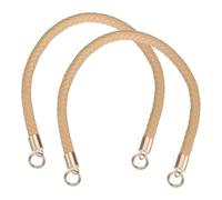 sourcing map 2Pcs Braided Purse Straps, 46cm PU Leather Handbag Handles Braided Leather Handbag Strap Replacement with Spring Buckles for DIY Handbags Purse Making, Khaki