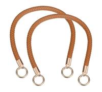 sourcing map 2Pcs Braided Purse Straps, 46cm PU Leather Handbag Handles Braided Leather Handbag Strap Replacement with Spring Buckles for DIY Handbags Purse Making, Brown