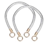 sourcing map 2Pcs Braided Purse Straps, 46cm PU Leather Handbag Handles Braided Leather Handbag Strap Replacement with Spring Buckles for DIY Handbags Purse Making, Silver