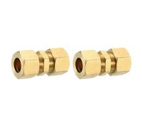 sourcing map 2Pcs Brass Compression Tube Fitting, 12mm Tube OD Connector, NPT Thread Compression Union Connectors & Compression Sleeves Ferrules, Brass Straight Coupling Adapter